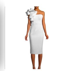 Jovani -Ruffled One Shoulder Strap Cocktail sheath Dress Wedding Excellent sz 8